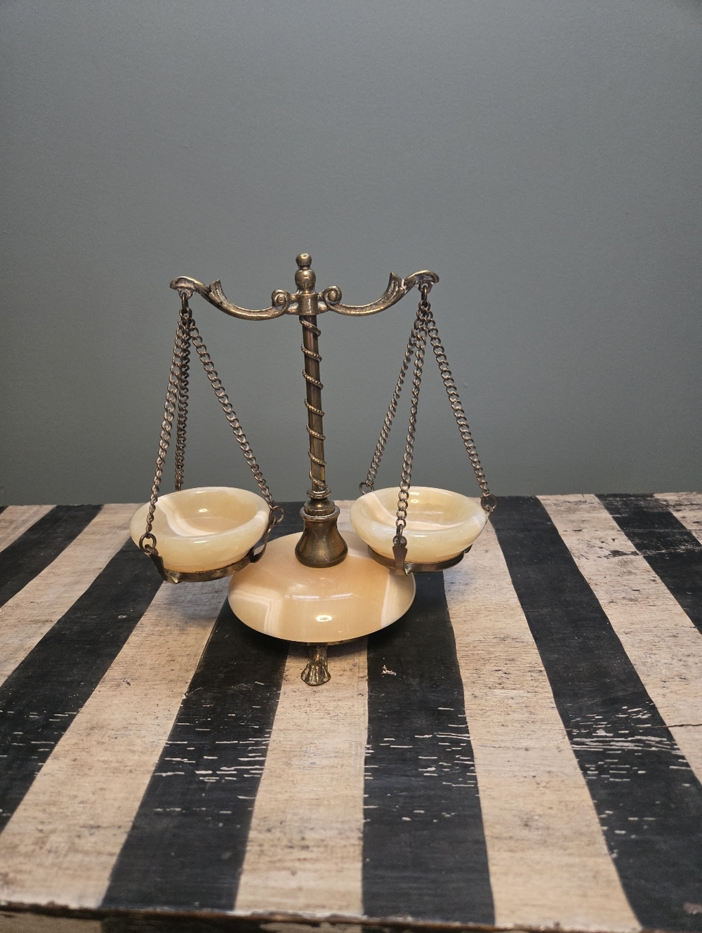 Vintage Brass And Alabaster Scales Of Justice